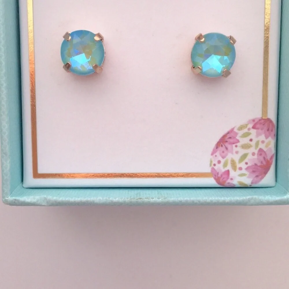 Gorgeous Aquamarine AB Crystal Earrings - Picture 1 of 9